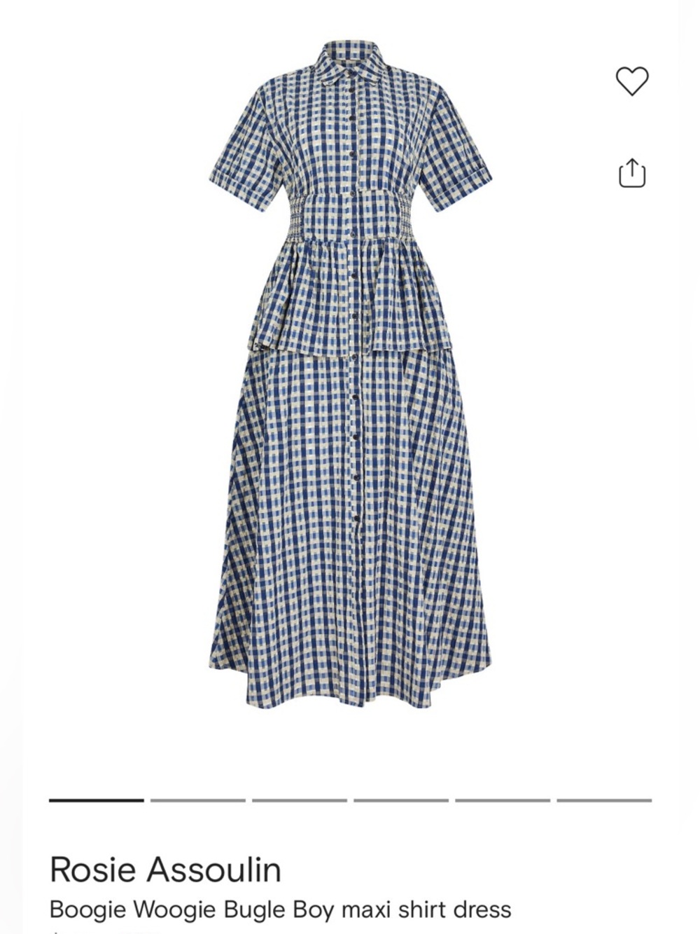 Rosie Assoulin Boogie Woogie Bugle Boy navy check gingham maxi shirt dress, 0